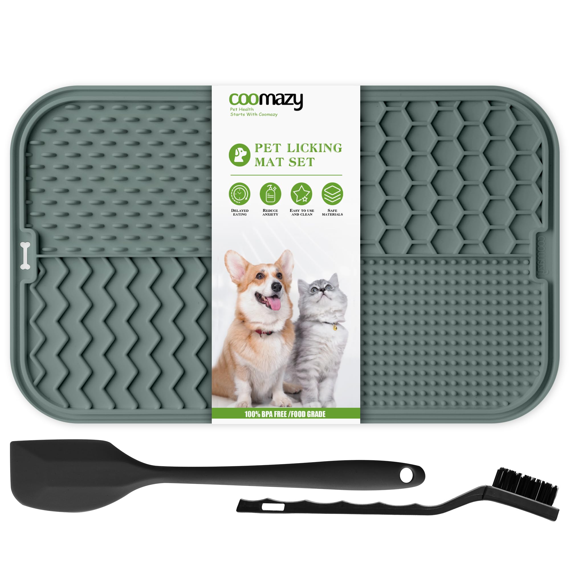 Coomazy Lick Mats for Dogs Large Dog Slow Feeding Lick Mat with Suction Cup | Si