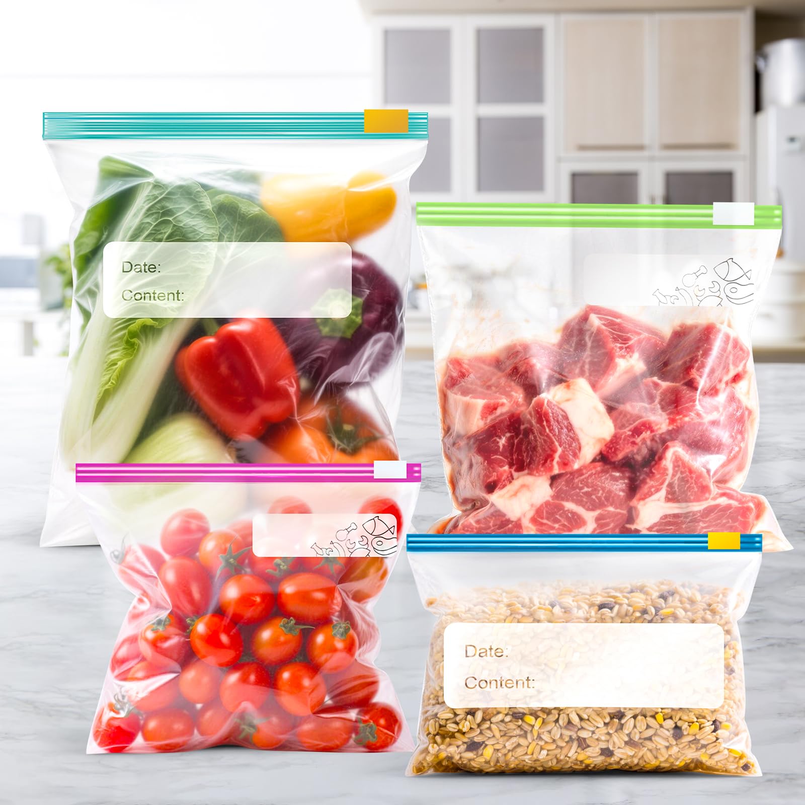 Esimlife Sacs hermétiques de stockage alimentaire / Sacs de congélation / Sacs à sandwich - Réutilisables (lot de 30, taille S Esimlife Sacs hermétiques de stockage alimentaire / Sacs de congélation / Sacs à sandwich - Réutilisables (lot de 30, taille S