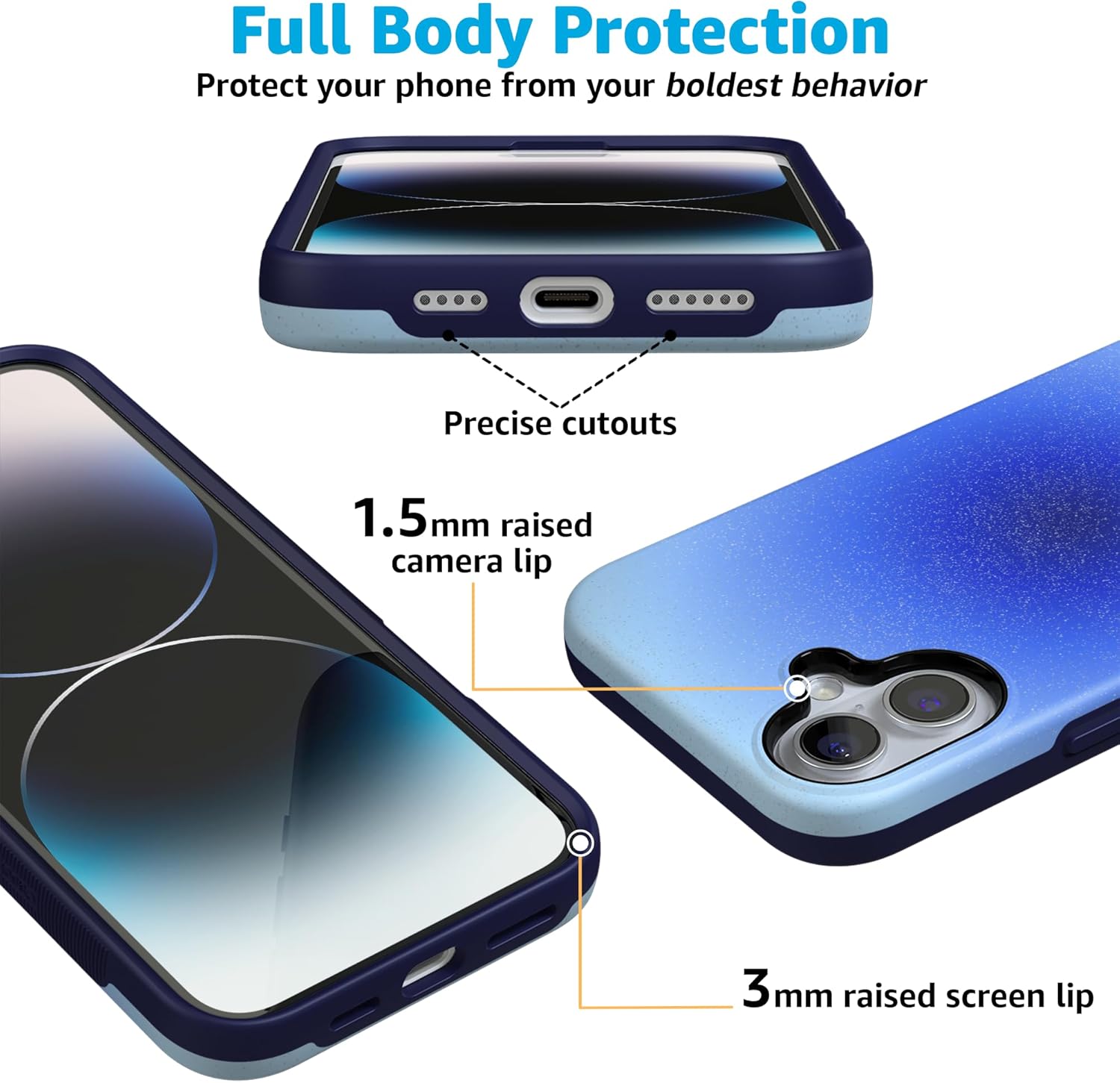 Casely iPhone 16 Case | Cobalt Clarity | Blue Aura | Bold Protective Design | MagSafe Compatible Design