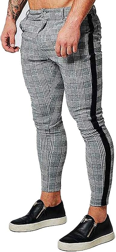 Astellarie Mens Gray Plaid Pants 