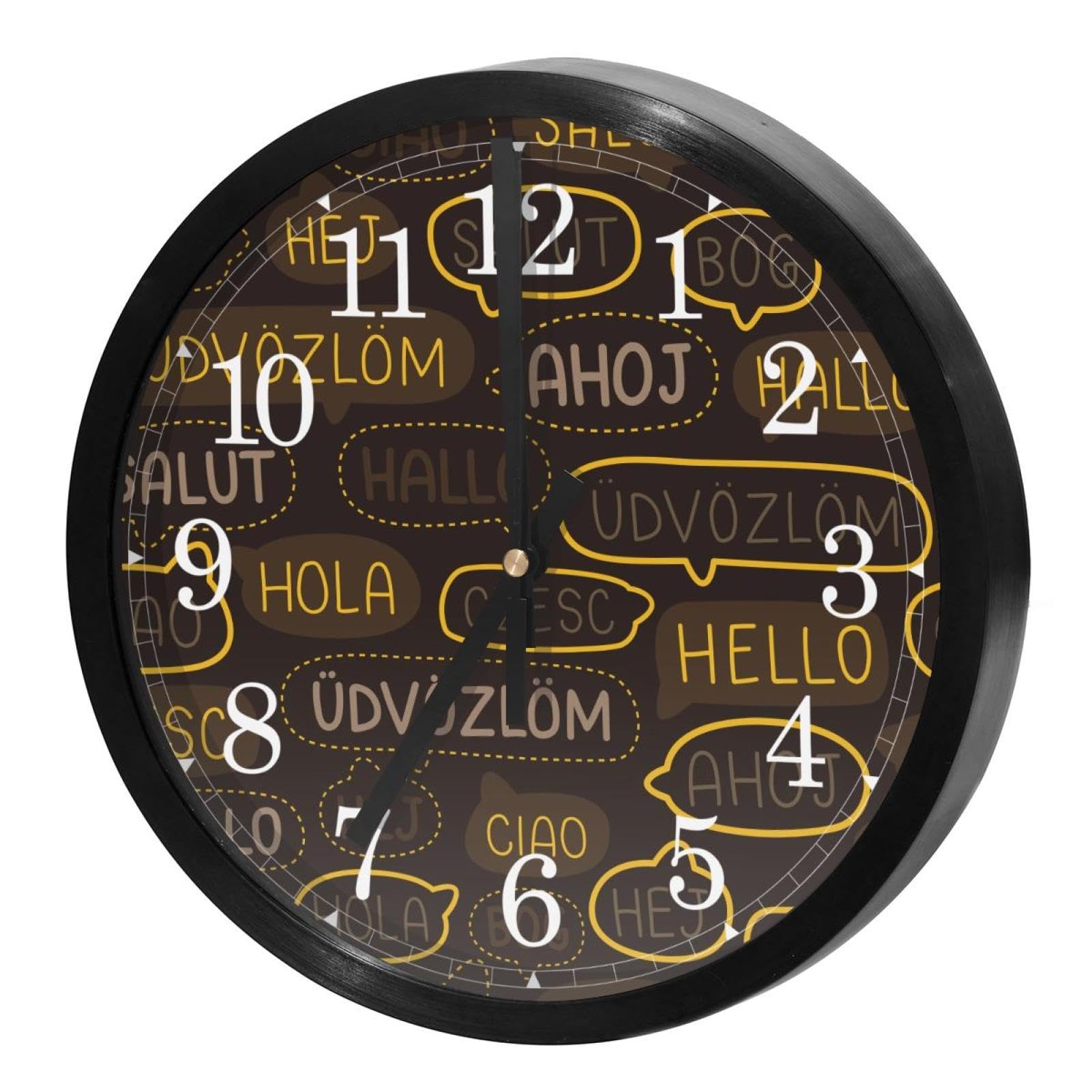 Horloge murale sans tic-tac marron pour travailler sans distractions
