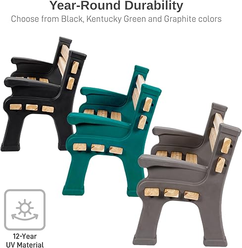 Miniatura 5 de RTS Home Accents Extremos de banco de longitud personalizada ligeros para interiores o exteriores con respaldo y reposabrazos (madera y tornillos se