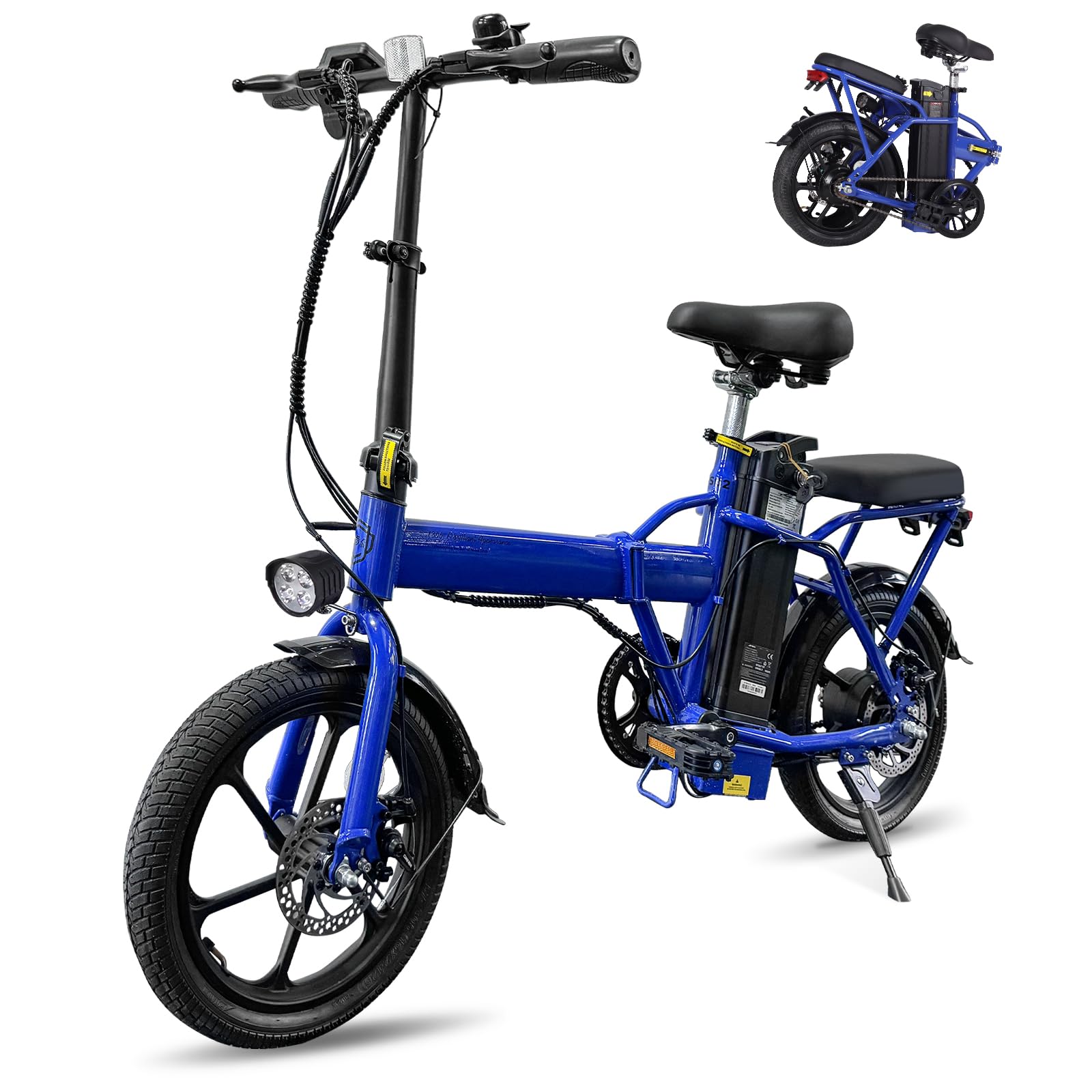 Urban Go 16" Electric Bike, 20MPH Max Speed & 35 Miles Range (PAS), 500W Peak Motor & LCD Display, Folding E-Bike with Removable Battery, Commuter Electric Bicycle for Adults with Rear Seat