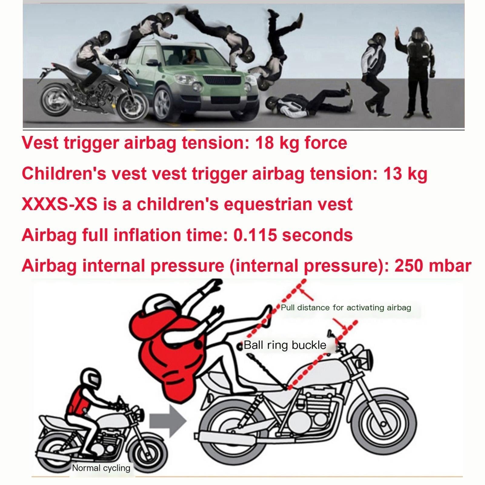 Chaleco con airbag ajustable for motocicleta Negro, verde, con bandas reflectantes, unisex, ligero, alta movilidad(Black,S)