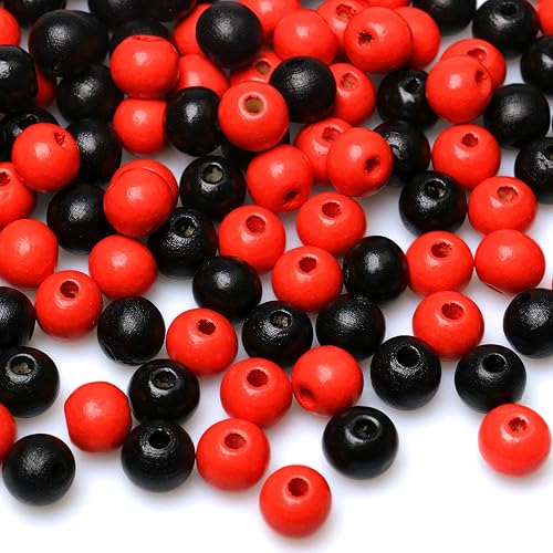 Cuentas de madera de 0.394 pulgadas (0.394 in), 200 cuentas redondas de madera sueltas de madera para hacer cuentas, manualidades, decoración del