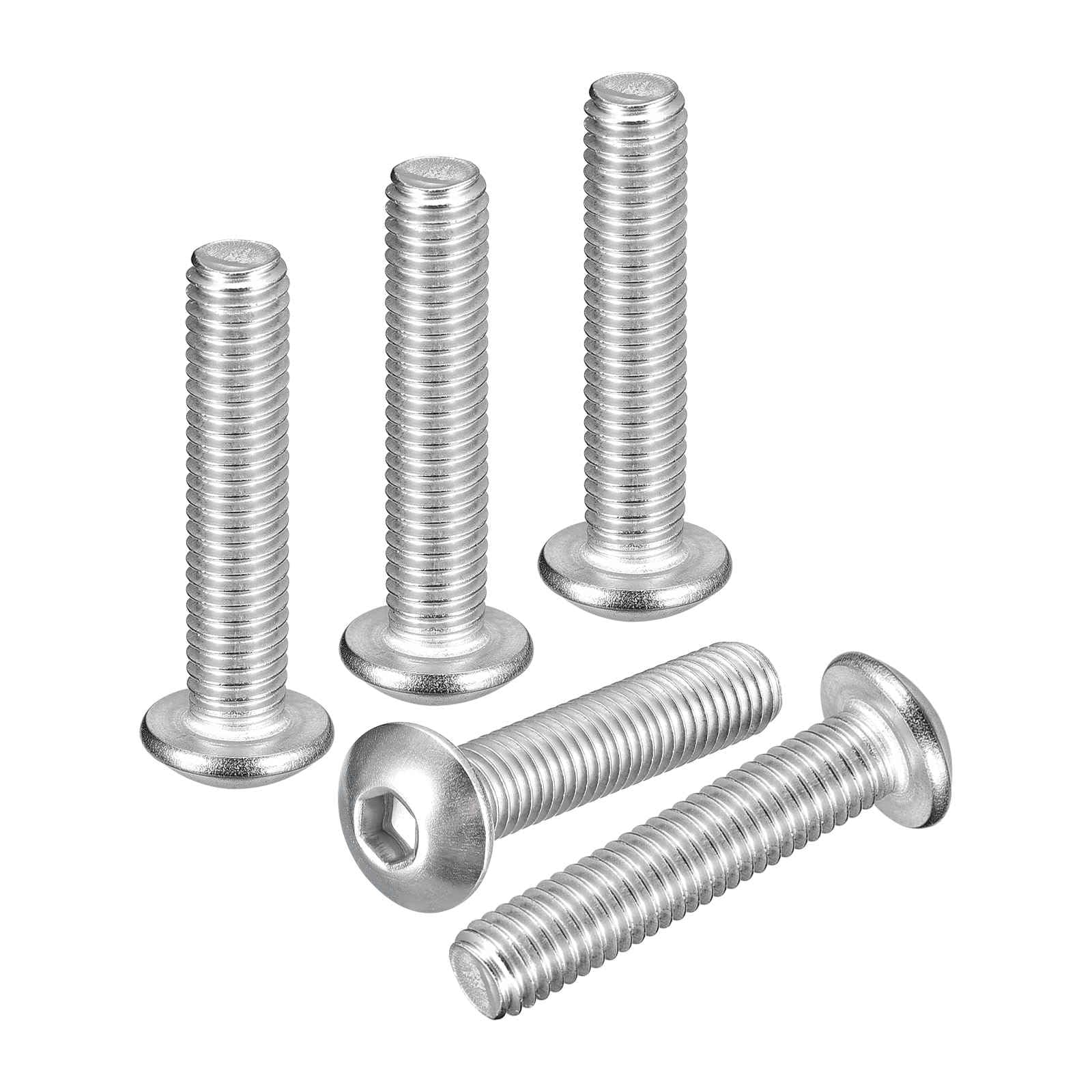 DTGN M5-0.8x25mm Button Head Socket Cap Screws - 60Pack - Good for Road Bicycle, Mountain Bike, Auto, Motorcycle - 304 Stainless Steel Whitewashed - Hex Socket Drive Fasteners