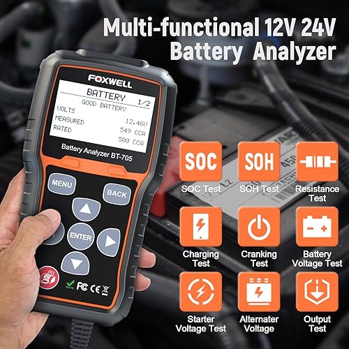 Miniatura 6 de FOXWELL NT650 Elite ABS SRS Bidireccional OBD2 escáner con FOXWELL BT705 12V 24V probador de batería de coche automotriz
