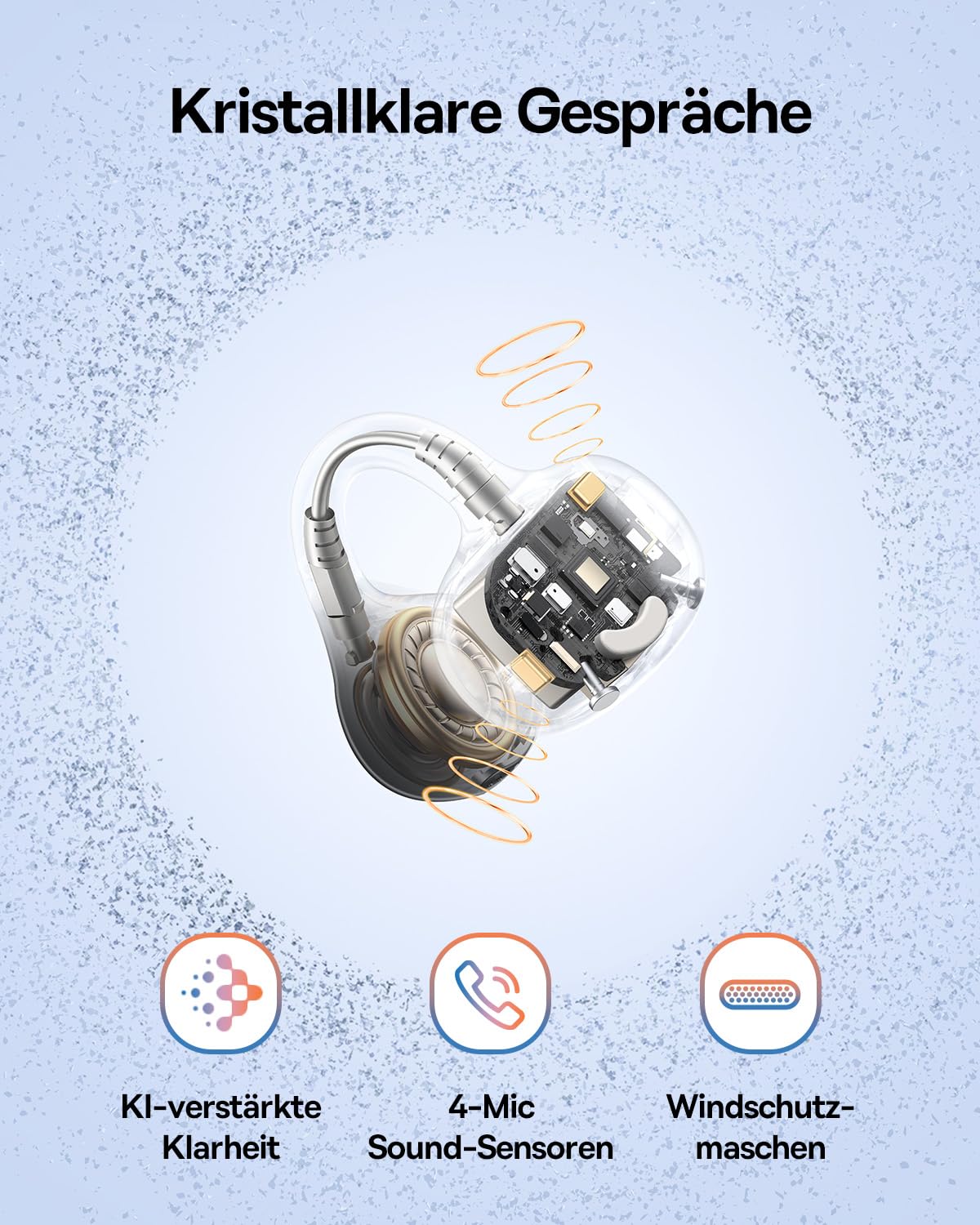 Baseus BC1 Open Ear Kopfhörer, Ohrclip mit Beeindruckender Klang, Adaptiver Bassverstärkung, Bluetooth 6.0, Geräuschunterdrückung bei Anrufen, IP55, 38H Akk, Leicht Buds - Interstellar Schwarz