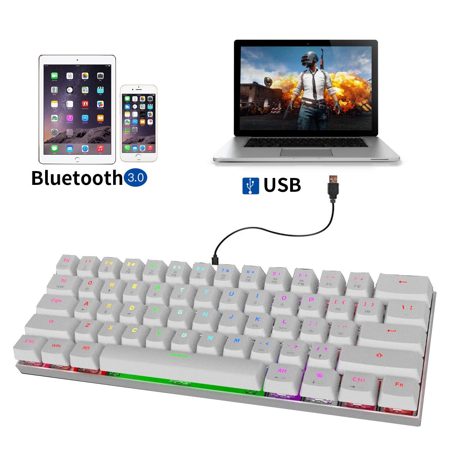 Motospeed Wired/Wireless Bluetooth Mechanical Gaming Keyboard SK62