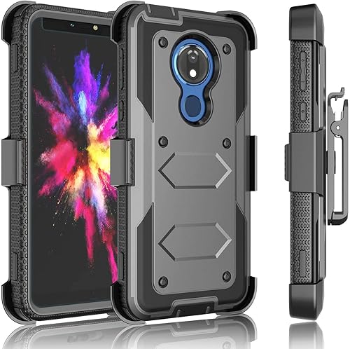 Tekcoo Funda con clip para Moto G7 Power/Motorola Moto G7 Supra / E5 Plus / E5 Supra, [Tshell] absorción de impactos [pantalla integrada] Cinturón