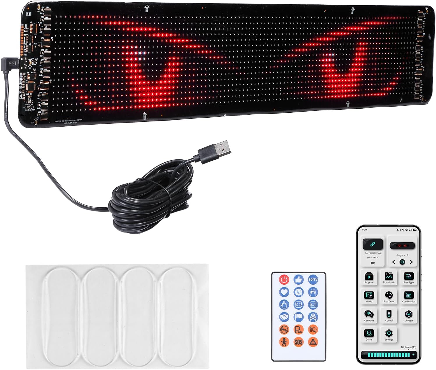 KEMIMOTO Flexible LED Sign 23.62 X 4.72 Inches with App Control, Windshield