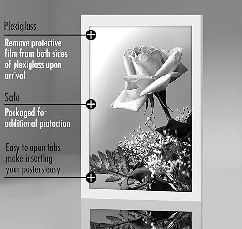 Vista 482 de Americanflat - Marco para póster de 71 x 74 cm con plexiglás pulido, portarretratos negro de madera industrializada, Epic Collection, marco ancho