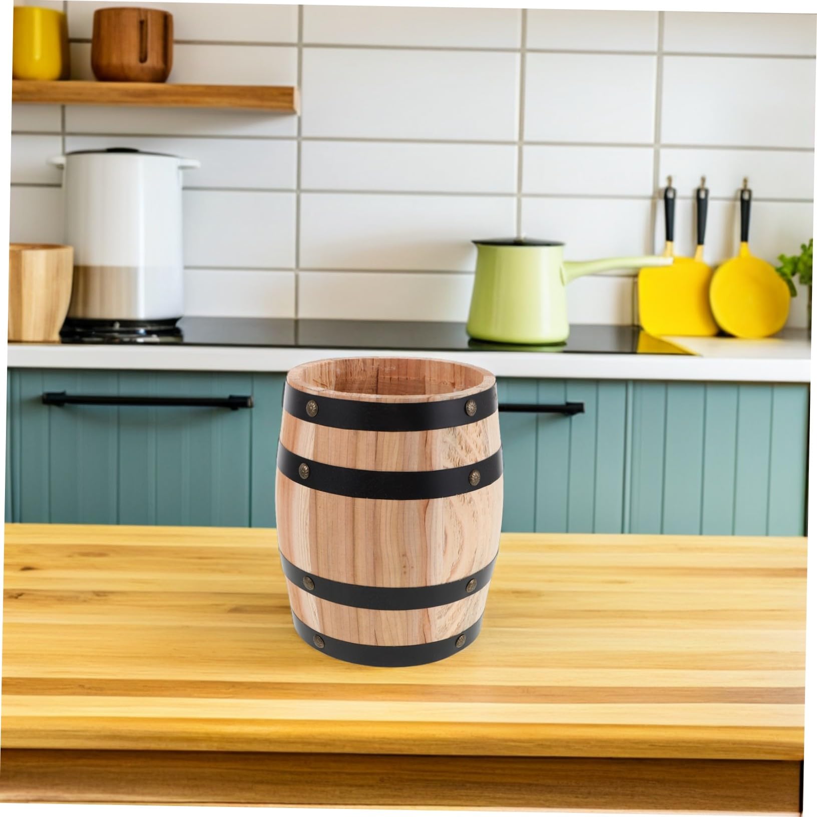 PartyKindom Porte-ustensiles Vintage en Bois, Tonneau 20cm pour Baguettes