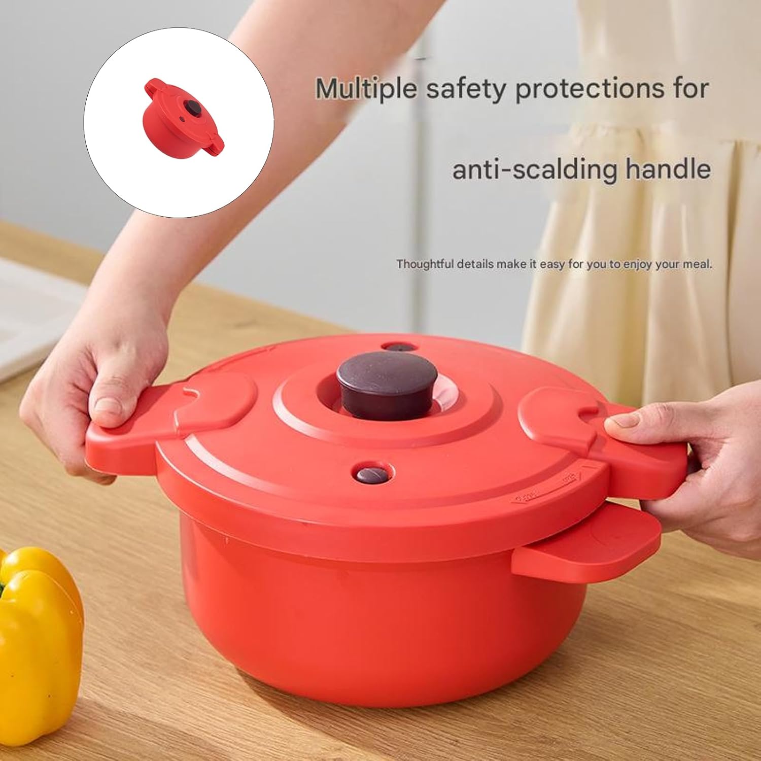 Microwave Safe Pressure Cooker with Handle Fast Steaming Function for Meal Preparation Kitchen Essential Heat Handle Kitchenware
