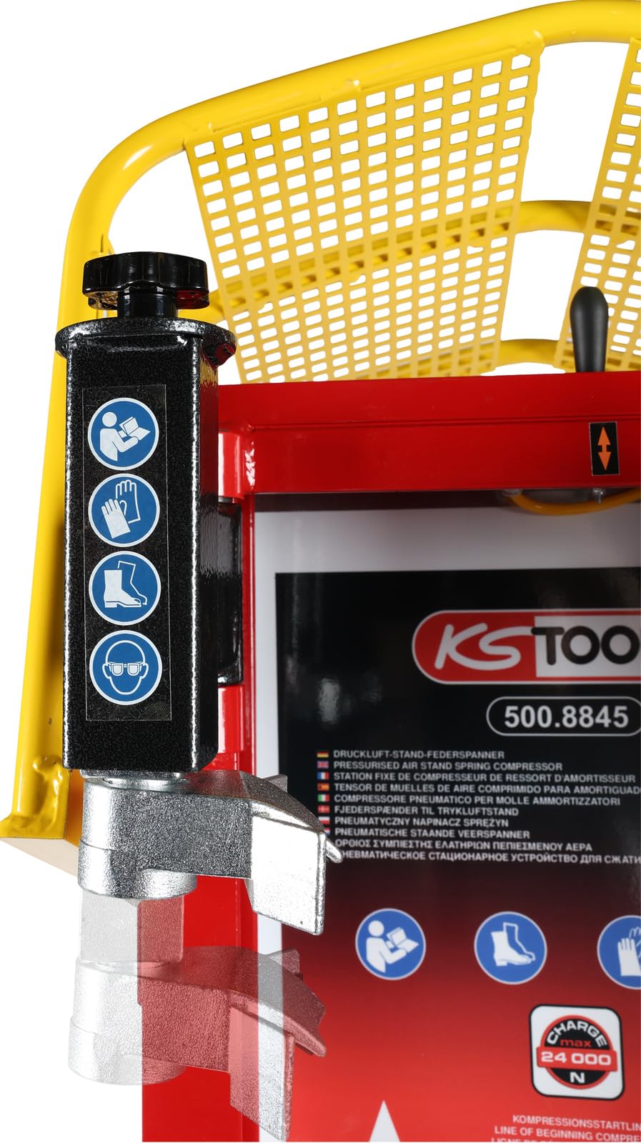 KS Tools 500.8845 Druckluft-Stand-Federspanner mit Doppel-Zylinder und Untergestell