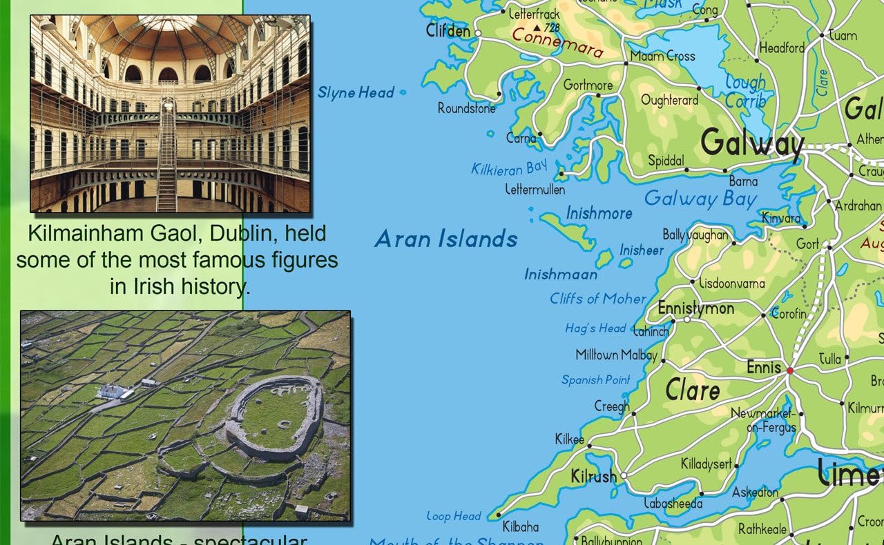 Pictorial Map of Ireland - 23.4 x 16.5 inches - Paper Laminated