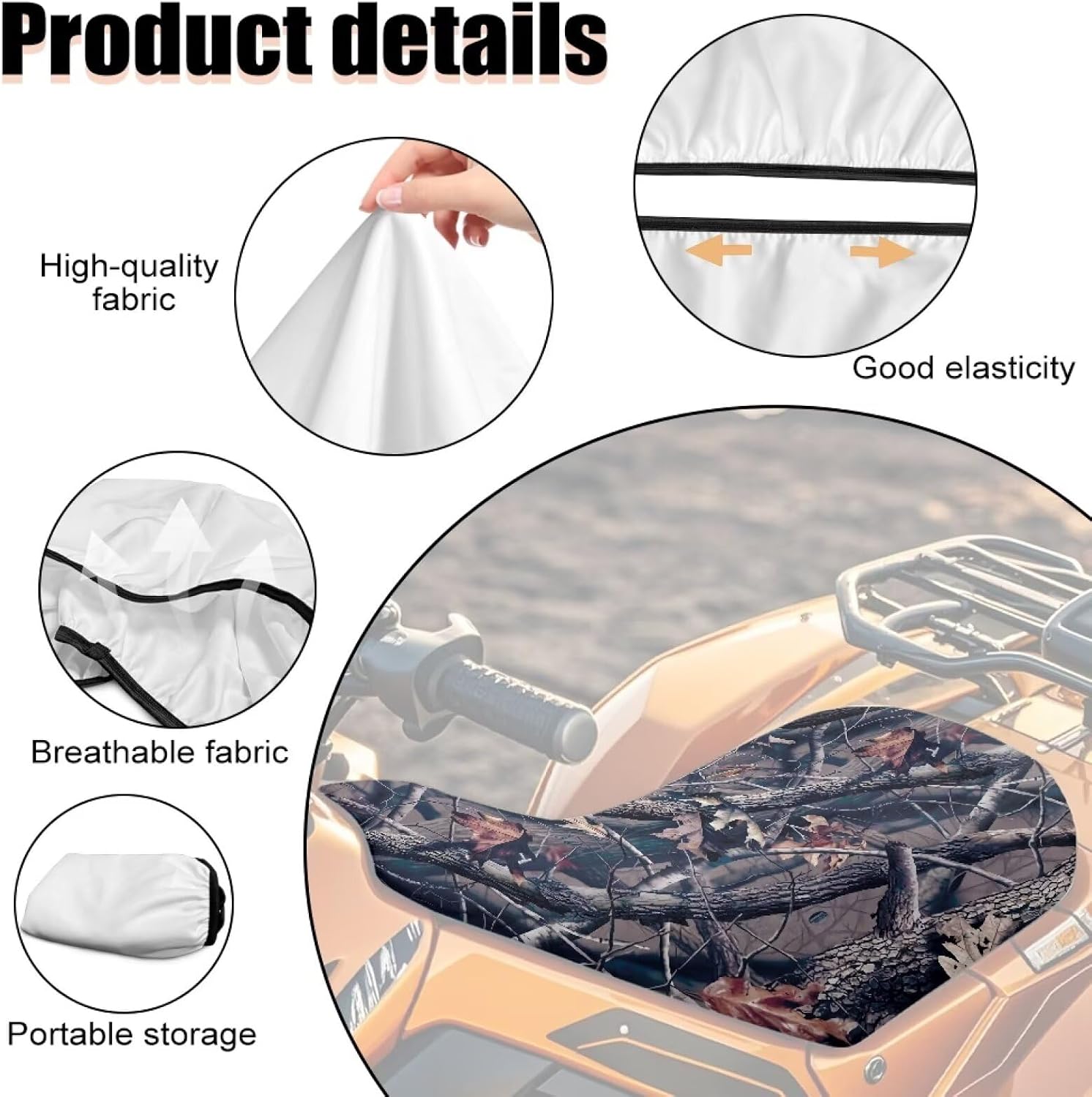 Bulopur Branch Camo Hunting ATV Seat Cover Four Wheeler Seat Cover Water-Resistant Universal for Polaris Sportsman 570 450 850, Polaris Scrambler 400 500 850 1000, Honda Rancher 420