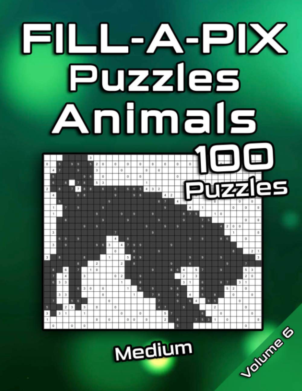 Medium FILL-A-PIX Puzzles for Adults | Animals: Intermediate Mosaic Puzzles for Advanced and Beginners | Fun Brain Tease for Adults and Clever Kids