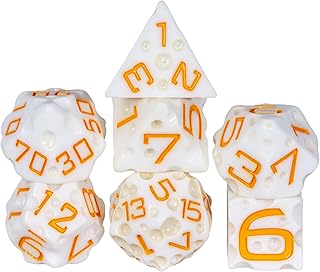 Cheese DND Dice Set 7PCS White Polyhedral Dice Set D&D for Role Playing Game Tabletop Games