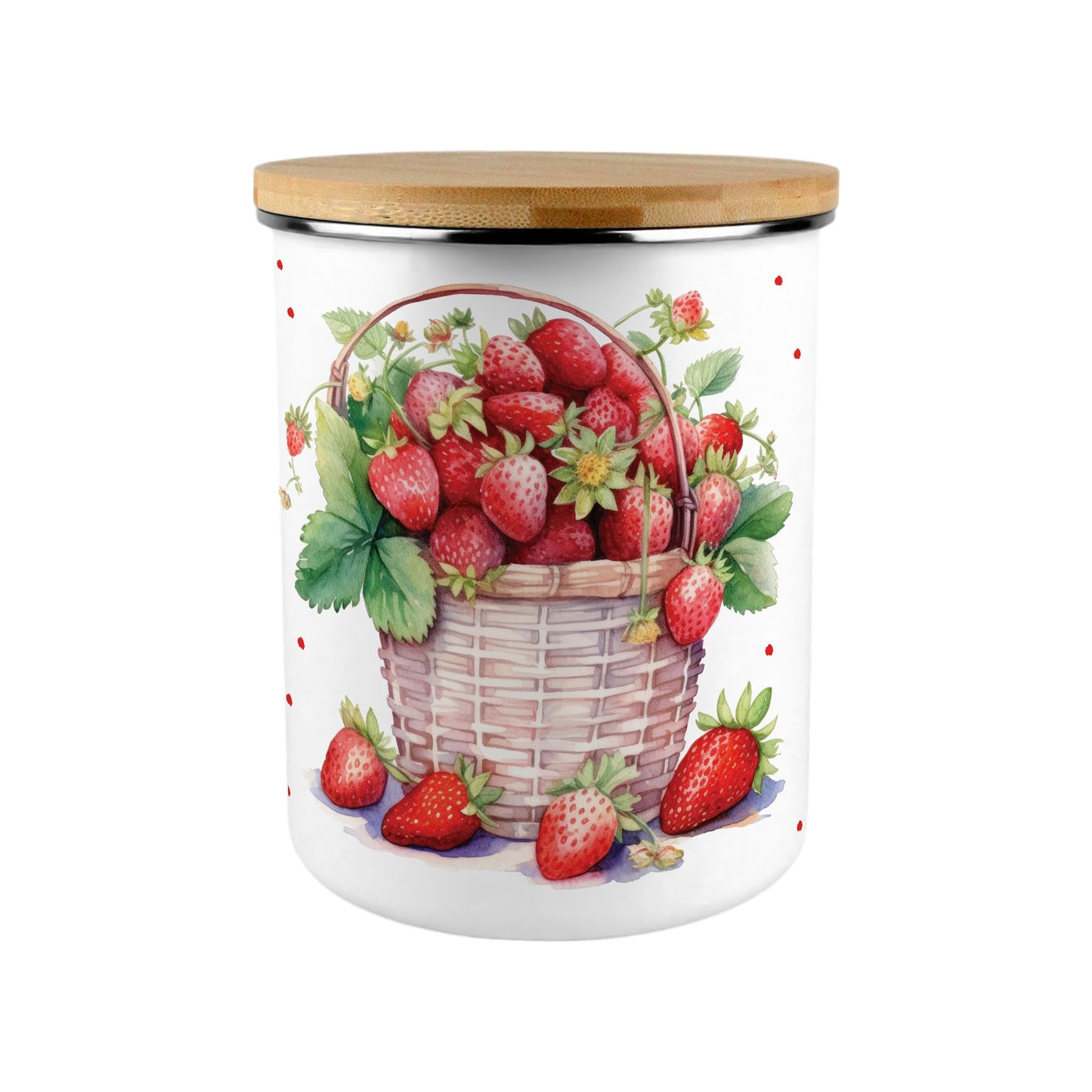 Strawberry Basket Storage Canister - Pretty 2.7L Extra-Large Enamel Home & Kitchen Organisation Container