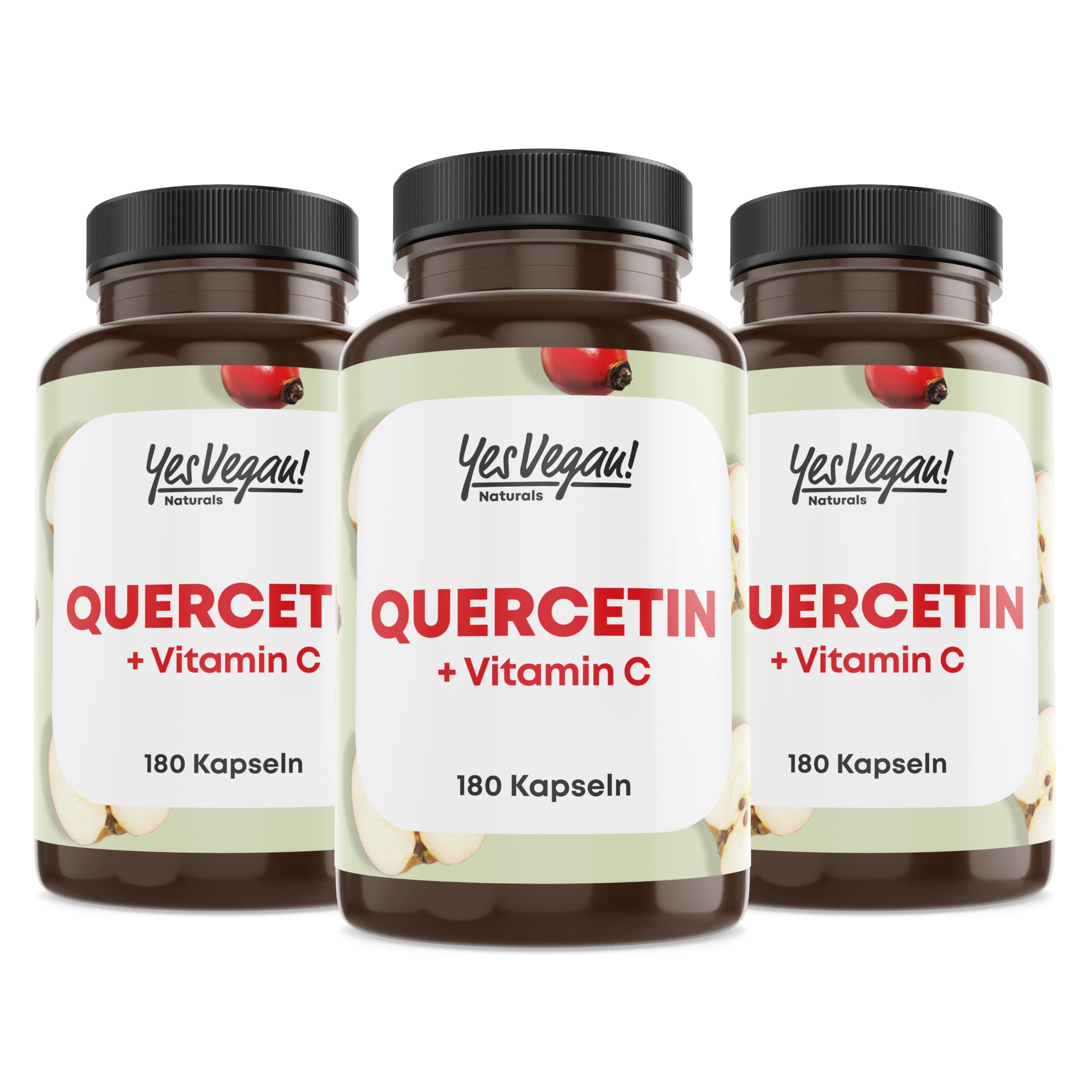 Quercetin 500 mg hochdosiert (180 Kapslen) mit Vitamin C - Vegan - Quercetin hochdosiert