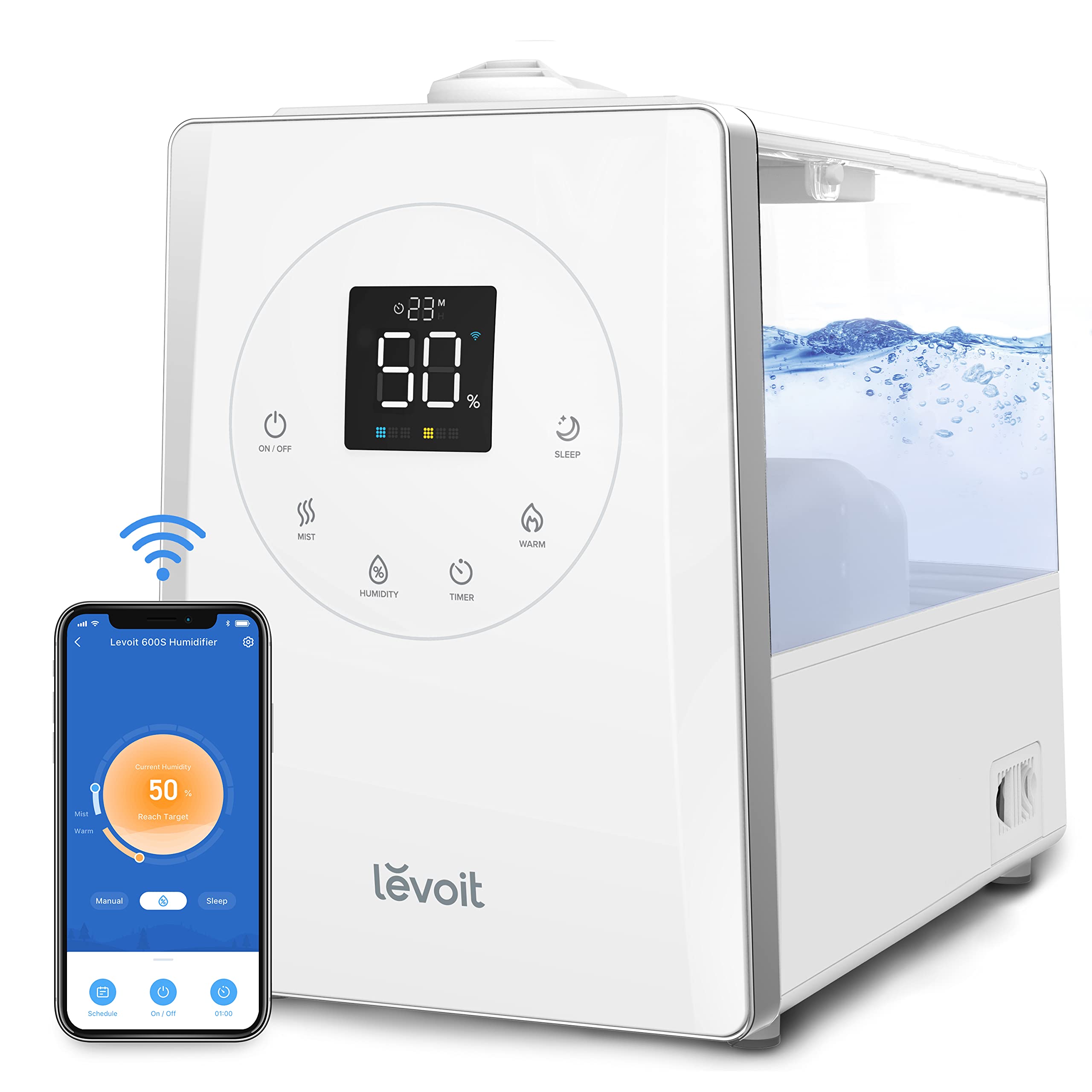 LEVOIT Humidifiers for Bedroom Large Room Home, 6L Warm and Cool Mist Top Fill Ultrasonic Air Vaporizer, Smart App & Voice Control, Quickly Humidify ...