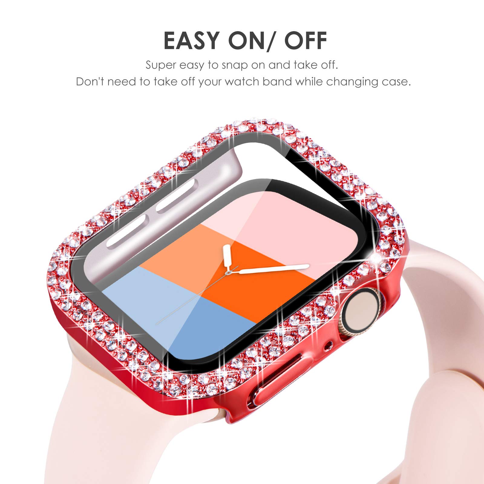 New Red Bling Apple Watch Band with Case Bling Case For Apple Watch Multiple Colors Available – Fancy  main image 4