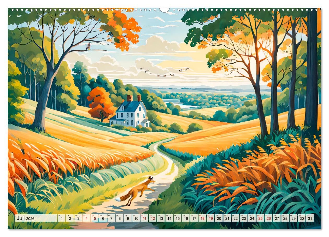 Pfade zum Horizont - Pastellträume der Natur in allen Jahreszeiten (hochwertiger Premium Wandkalender 2026 DIN A2 quer), Kunstdruck in Hochglanz: ... Wiesen und verborgene Wunder (CALVENDO Orte)