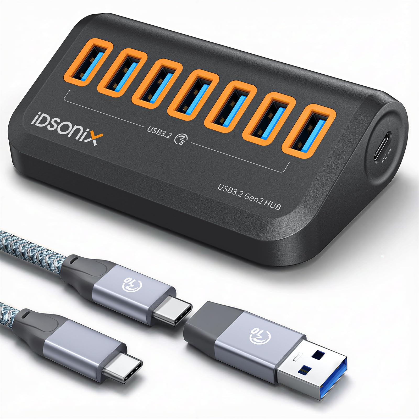 Amazon | iDsonix 10Gbps USBハブ、2-in-1 USB A & USB Cケーブル(3.3