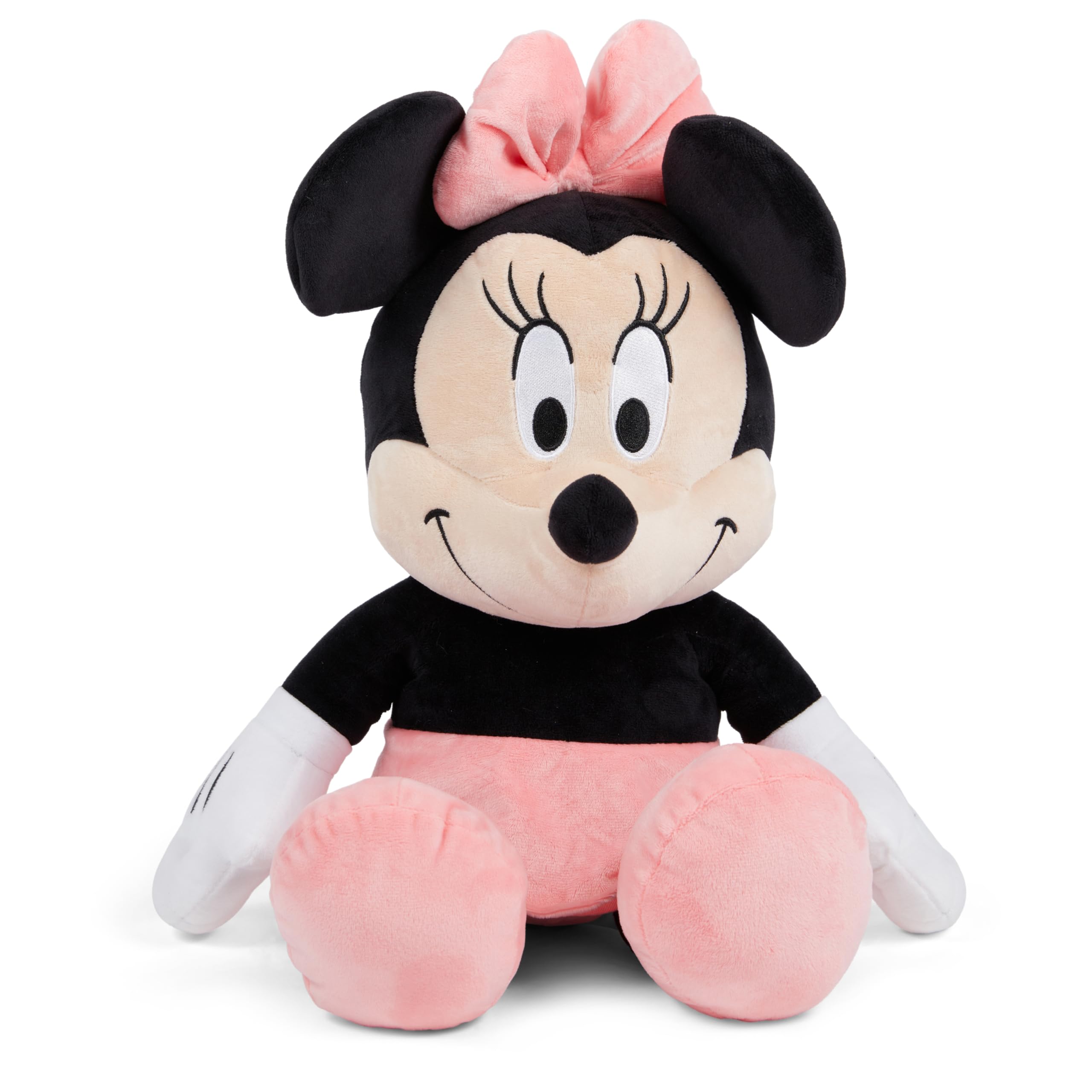 Disney Official Minnie Mouse Soft Toy for Kids, Cuddly Character with Fuzzy Texture and Embroidered Details, Flexible Ears, Plushy Suitable for All Ages, Measures 21 Inches, (15 inches Sitting)