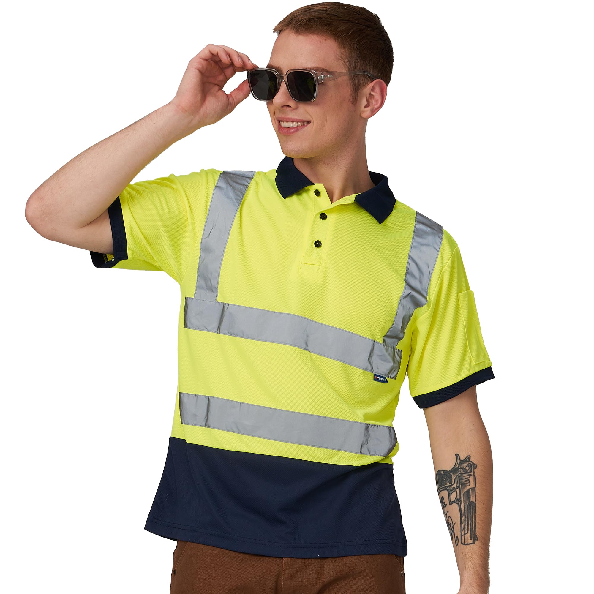 A-SAFETY Hi Vis Safety Daily Work Construction Yellow Orange Pink Blue Black Polo Shirts for Men for Women