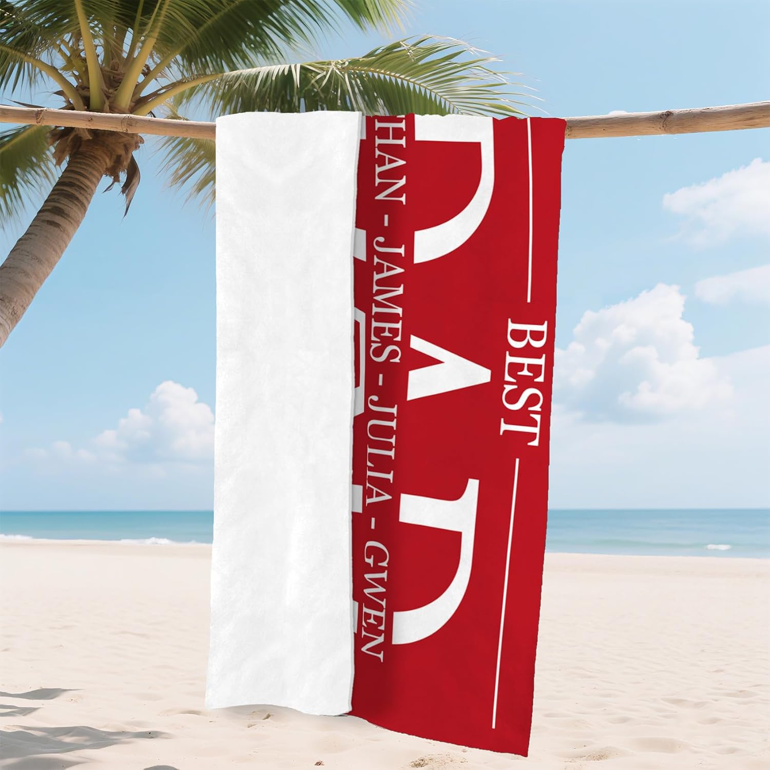 Best Dad Ever Personalized Beach Towels with Your Text, Custom Quick Dry Beach Towels for Adult, Absorbent Sand Free Beach Towel, Lightweight Compact Travel Pool Towel Birthday Gift - Image 4
