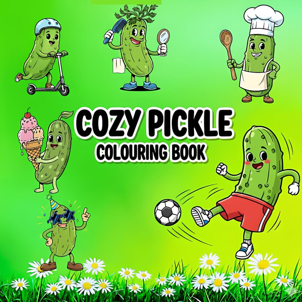 Cute pickles Cozy and Simple colouring book: Fun, Easy & Adorable Pickle Coloring Pages for Kids,Teens and Adults | Stress-Relief & Relaxation Art (Pickles colouring books)