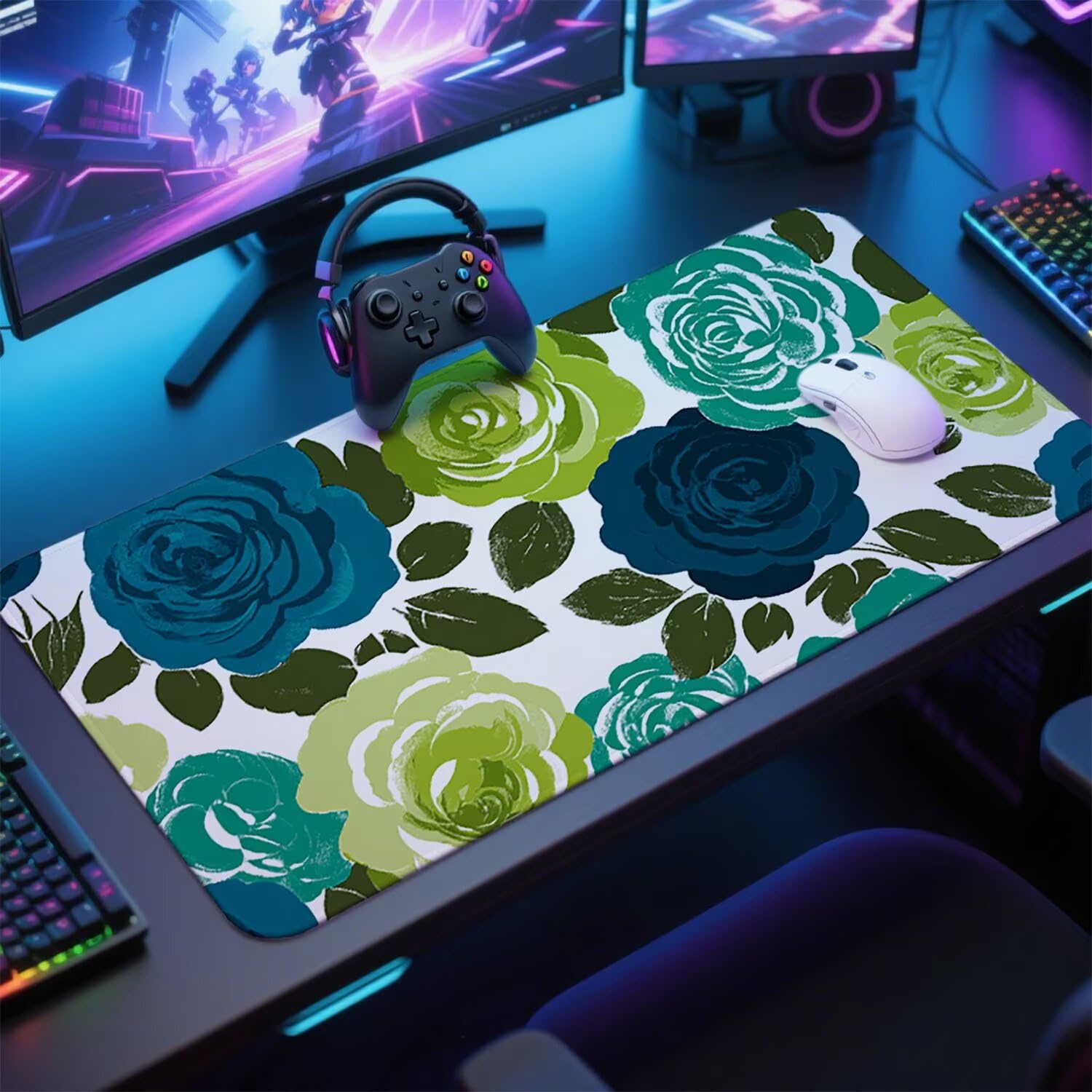 Abstrakcyjna podkładka pod mysz pod mysz pod mysz do gier XXL 1400 x 600 x 3 mm podkładka pod mysz gumowa kwiat duża podkładka pod rękę dla graczy akcesoria wodoodporne PC, do klawiatury laptopa w