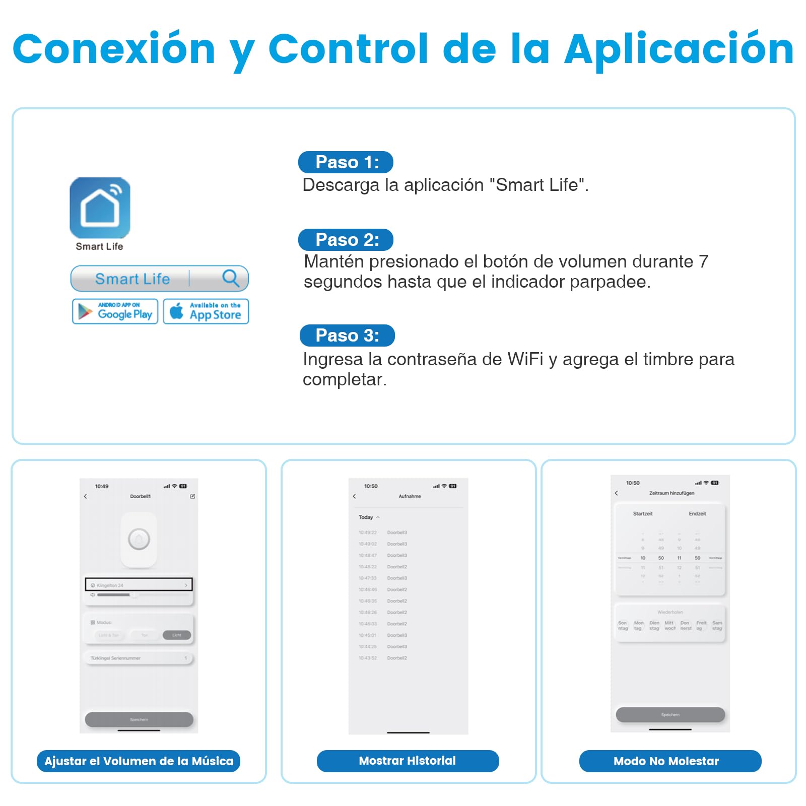 WiFi Timbre Inalámbrico Exterior Impermeable, Compatible con Aplicación Smartphone, Timbre Casa Fuerte 0-110dB 32 Melodías, Campainha Sem Fios Exterior Notificación Remota, Doorbell con Flash LED
