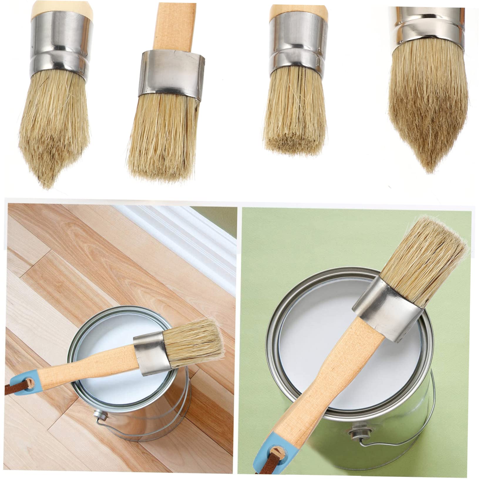 UKCOCO Juego de 4 Pinceles de 1 Pulgada para Pintar Madera Cerdas Flexibles y Mango de Madera, Adecuado para Pintura al Óleo y Manualidades Hogar
