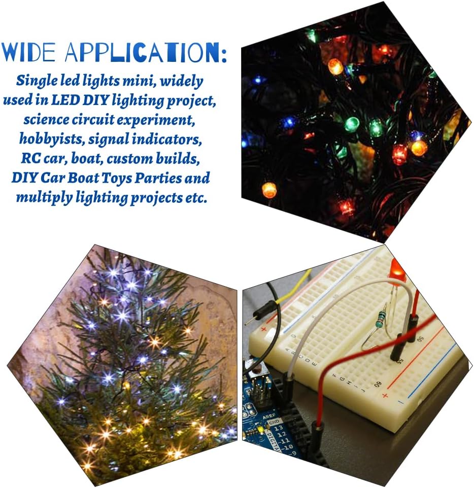 WMYCONGCONG 210 PCS 5mm Pre Wired LED Light Emitting Diodes Mixed Color 12V DC Pre Wired 20cm Bulb Lamp