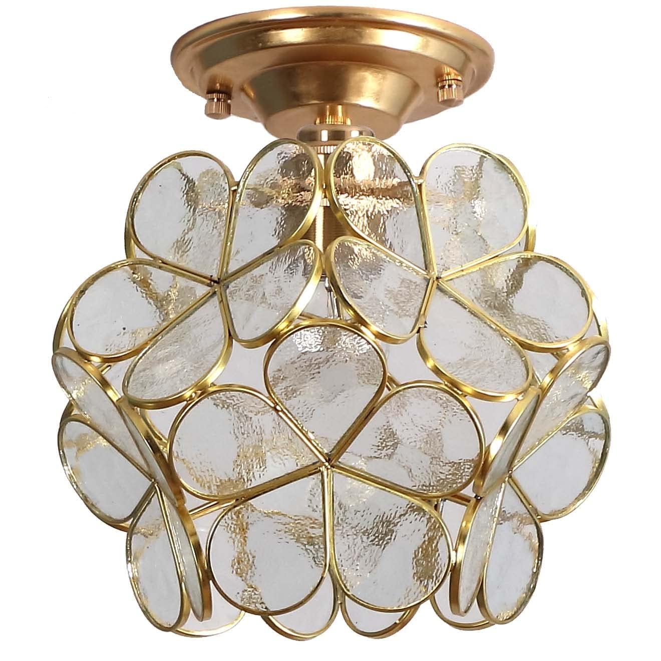 Bieye L30825 Blumenblätter im Tiffany-Stil, Deckenleuchte aus Buntglas für die Inneneinrichtung. (Klar, 8" Kirschblüte)