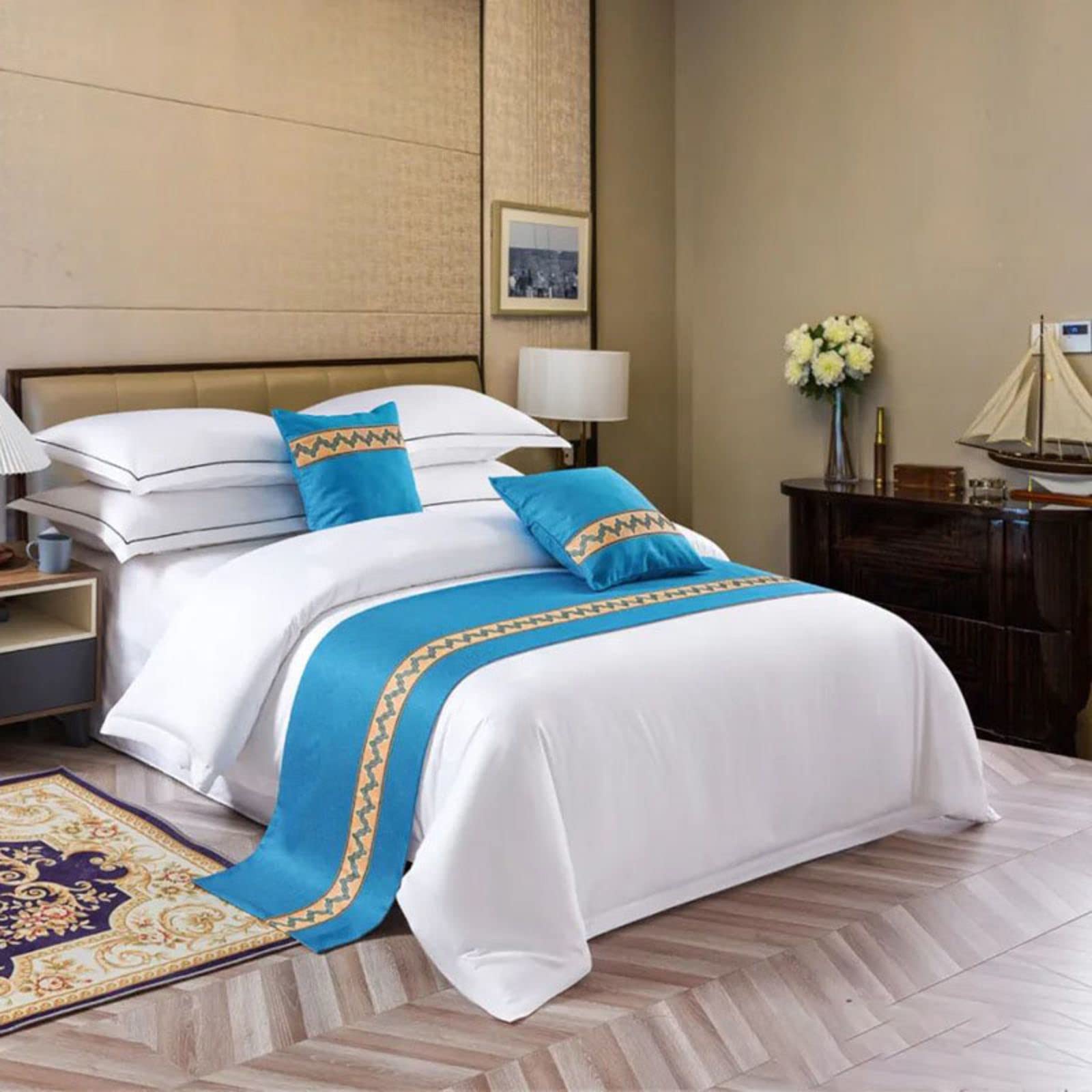Bettschal Luxus Bettläufer Schals Bettläufer Bettwäsche Schal Bettläufer für King Size Schutz für Hotel Guesthouse Resorts Schlafzimmer,H-50X240cm(1.8mbed)