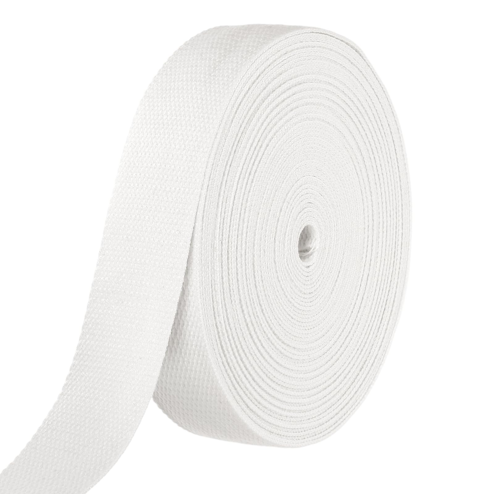 sourcing map Cotton Webbing 38mm x 14m (W x L) Polyester Cotton Weave Webbing Strap Twill Tape Ribbon for Art and Crafts Webbing Tote Bag Handles Cloth Belt Making Outdoor Supplies, White