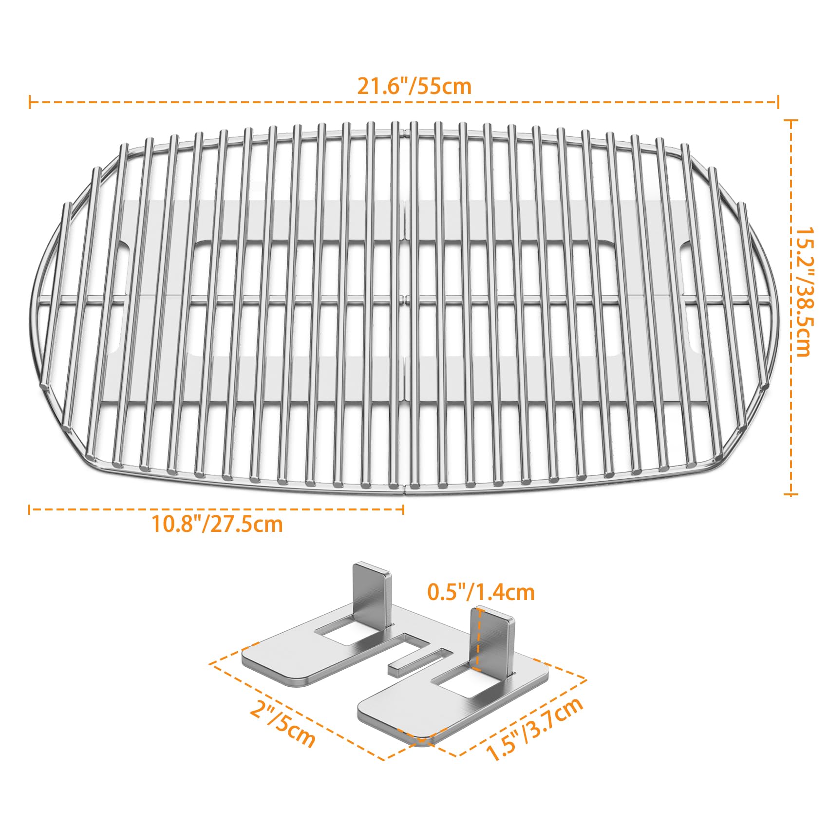 Onlyfire Edelstahl Grillrost Ersatz (54,6 x 38,5 cm) für Weber Gasgrill Q200, Q220, Q2000, Q2200, Q2400