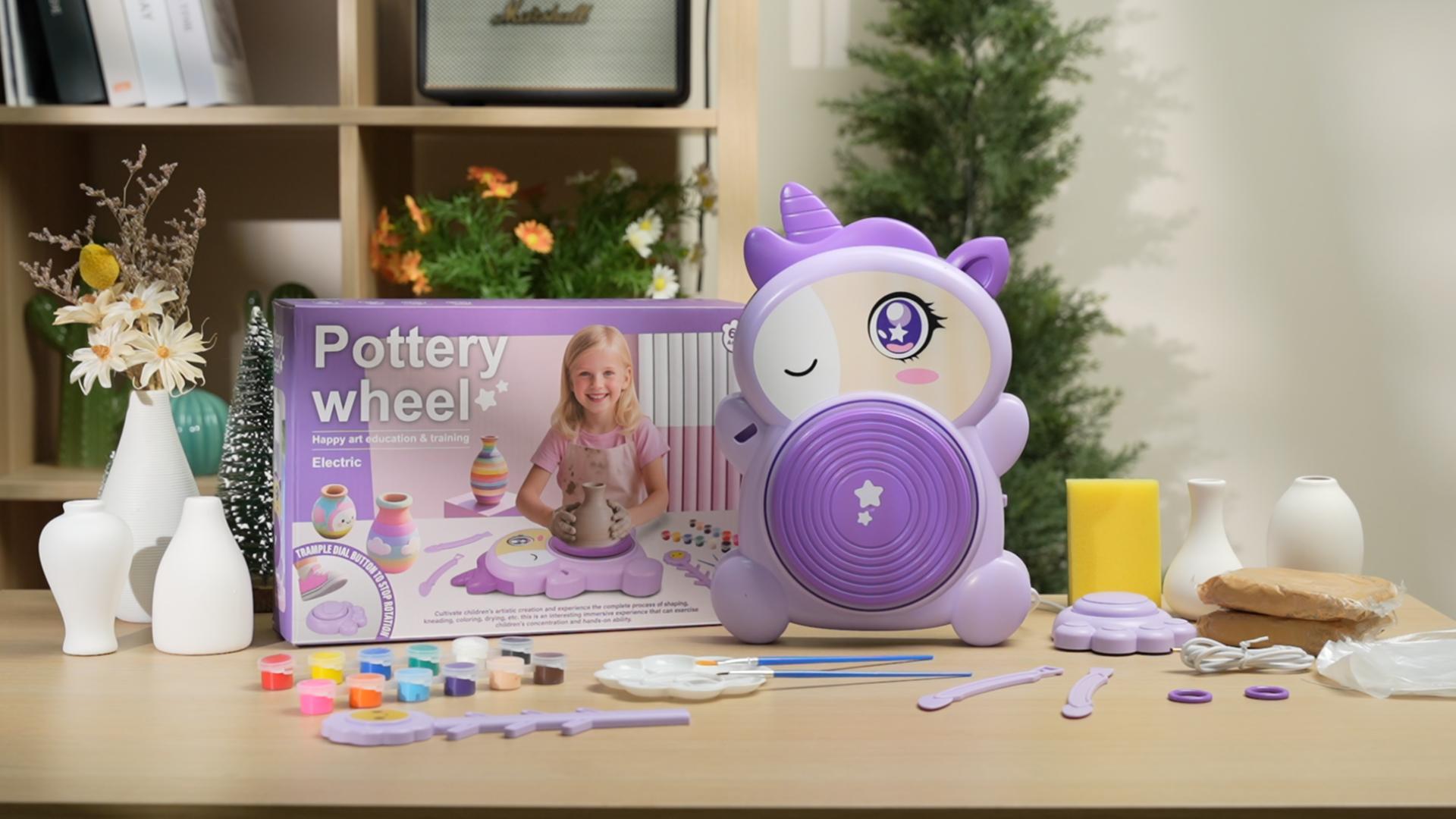 Torno De Alfarería Para Niños – Kit Completo De Unicornio Con 2 Arcillas Autofraguantes, Pinturas Y Herramientas, Educativo De 6 A 14 Años