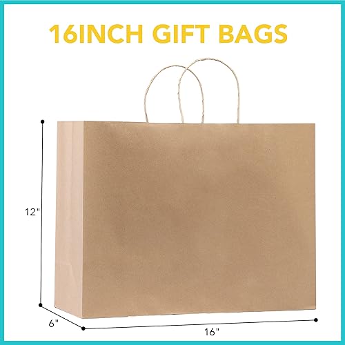 Miniatura 2 de GSSUSA Bolsas de regalo grandes con asas de 16 x 6 x 12 pulgadas 50 unidades bolsas de papel kraft a granel para pequeñas empresas bolsas de compras