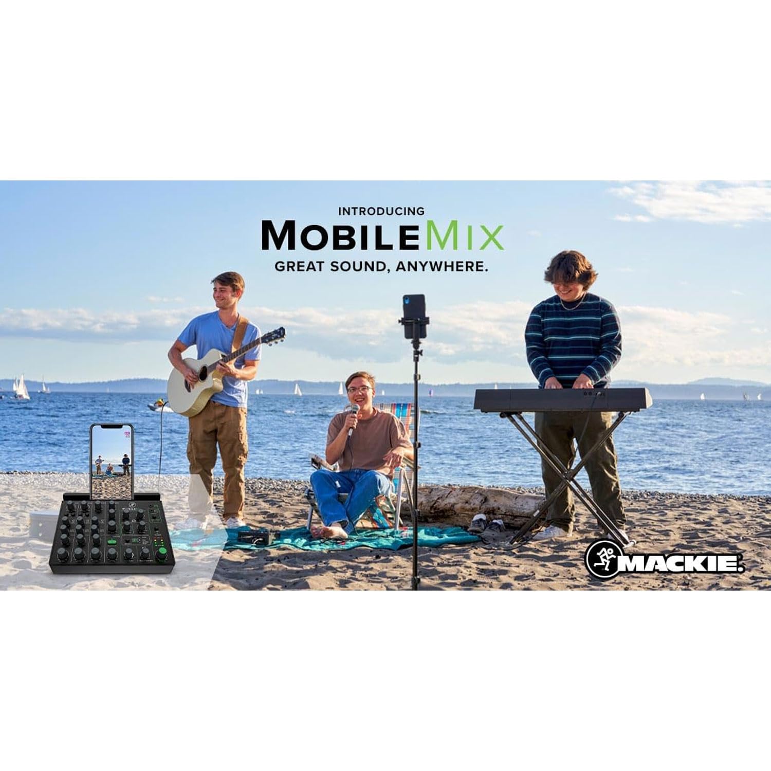 Mackie MobileMix - Mixeur 8 canaux alimentable par USB pour production audiovisuelle, sonorisation et streaming d'instruments, de microphones et de Bluetooth®