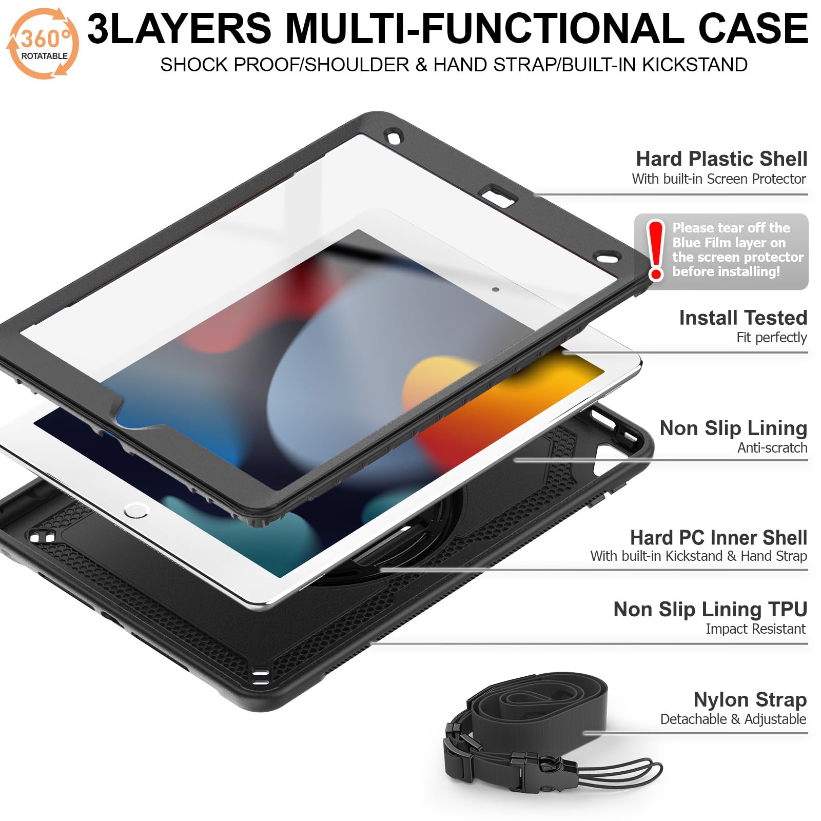 Timecity - Funda Para IPad Mini 7/6-8.3 Pulgadas, Para IPad Mini De 7ª/6ª Generación: Protección A Prueba De Golpes De Cuerpo Completo Con Protector De Visualización Integrado, Soporte Plegable