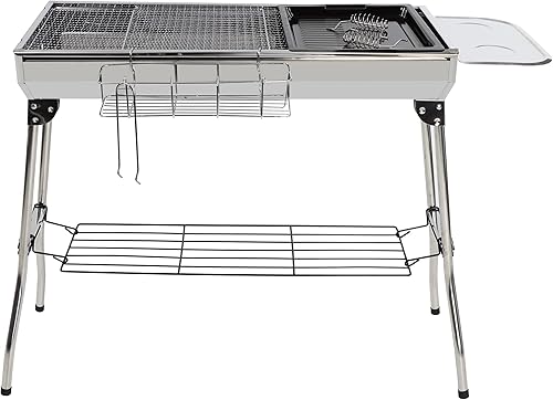 Neature Parrilla portátil de carbón para camping, parrilla plegable de 26.8 pulgadas de alto con combustible de carbón para viajes y hogar