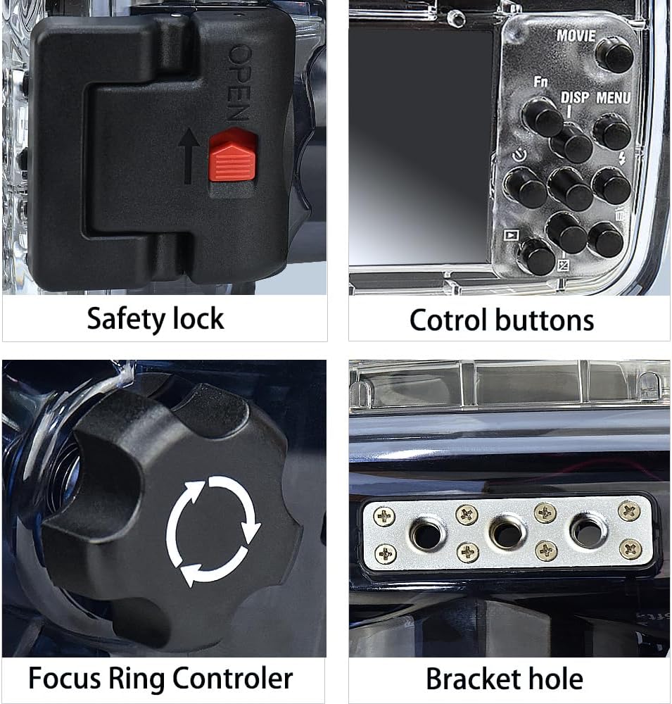 Professional Underwater Camera Housing Case Compatible with Sony RX100 VII, 60m/195ft Water-Resistant, with Control Buttons, Safety Lock (YH-RX100 VII)