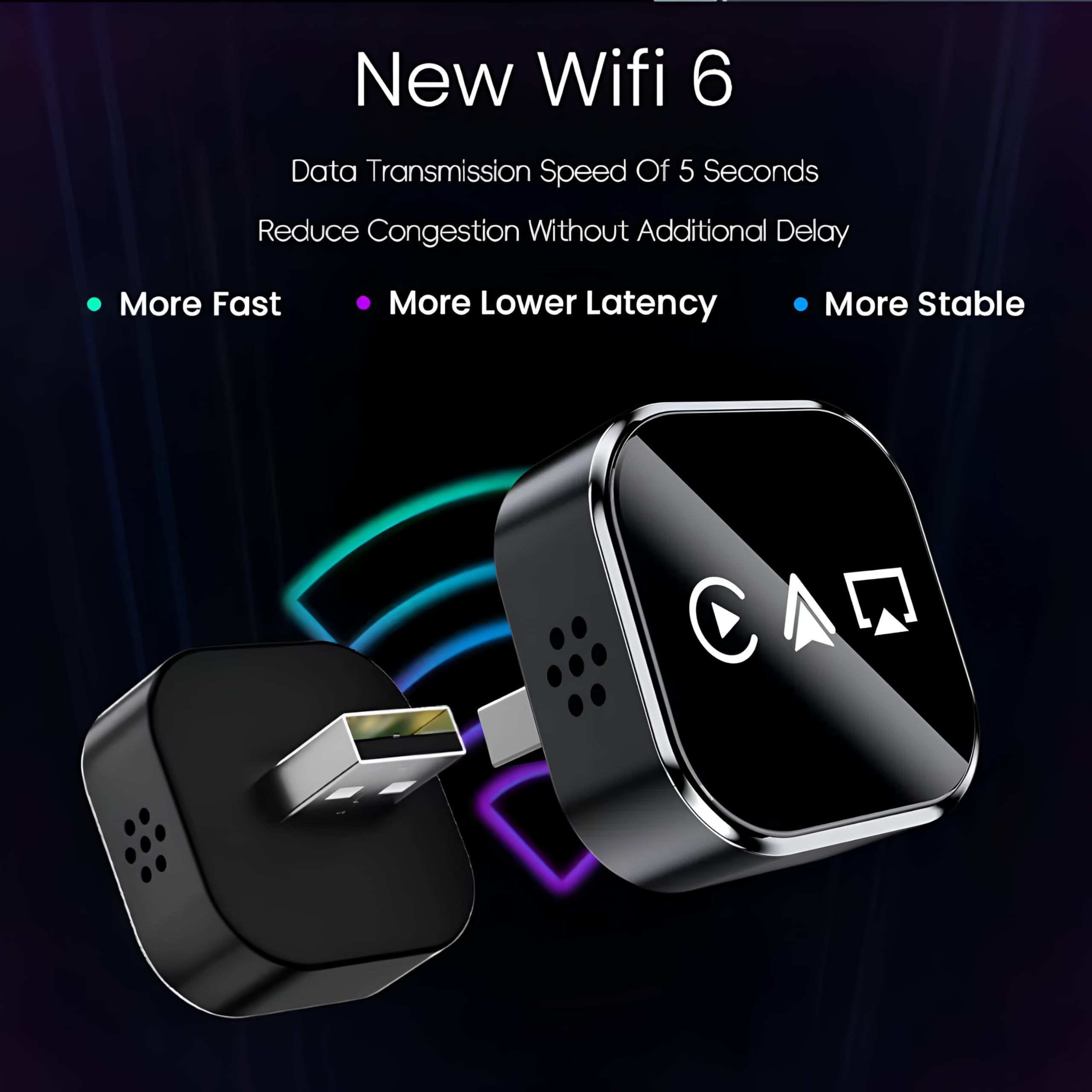 REOKILY Adattatore CarPlay wireless 3 in 1 | cablato a Dongle automatico wireless CarPlay e Android | Smart Mirror Link USB Plug & Play