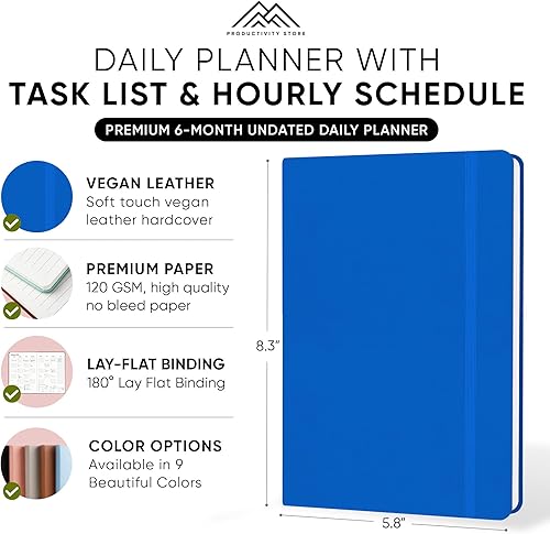 Miniatura 5 de Agenda diaria 2024  Agenda diaria sin fecha de 6 meses con tareas diarias, objetivos y horario  Planificador de mejores objetivos para productividad