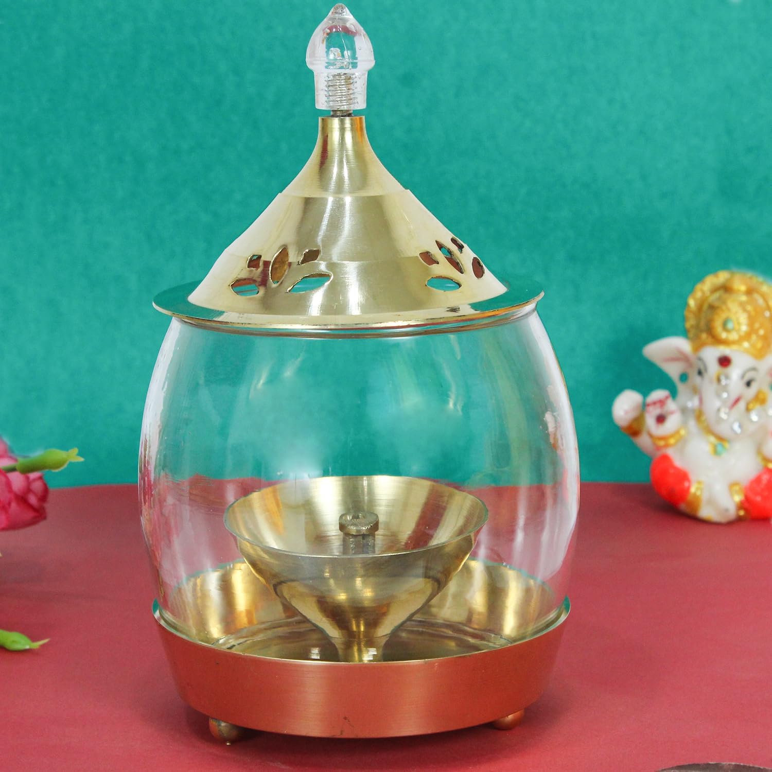 TIED RIBBONS Brass Akhand Diya | Golden, 5.9 Inch | Brass Oil Lamps for Home Decoration and Pooja | Puja Decorations and Traditional Indian Return Gifts, Diwali Decorations for House, Indian Decor